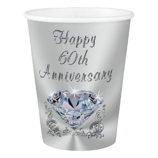 Diamond 60th Wedding Anniversary Paper Cups