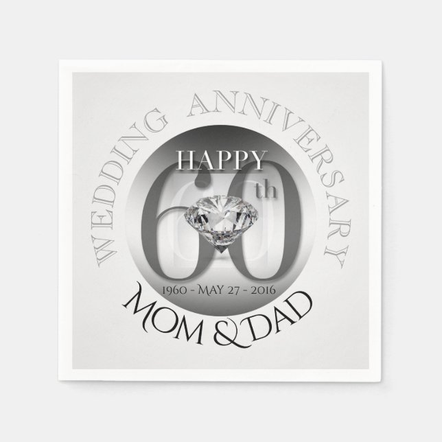 Diamond 60th Wedding Anniversary Paper Napkins (Front)