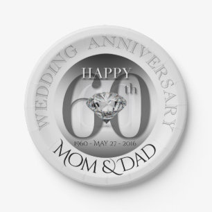 Diamond 60th Wedding Anniversary Paper plates