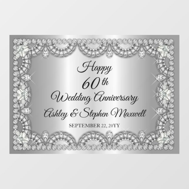 Diamond 60th Wedding Anniversary Party Floor Decals (Front)