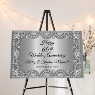 Diamond 60th Wedding Anniversary Party Foam Board