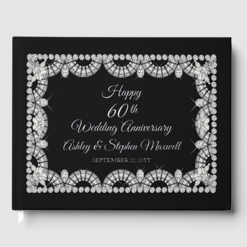 Diamond 60th Wedding Anniversary Party  Foil Guest Book