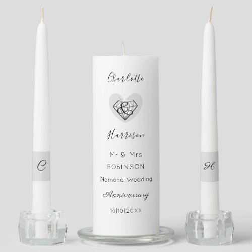 Diamond 60th Wedding Anniversary Personalized Unity Candle Set