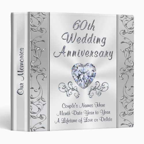 Diamond 60th Wedding Anniversary Photo Album 3 Ring Binder