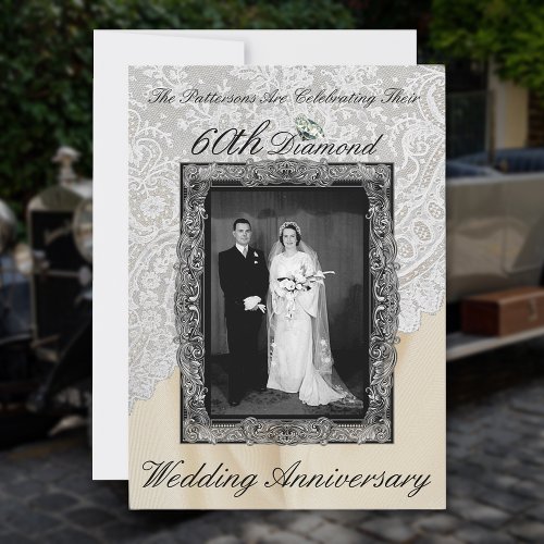 Diamond 60th Wedding Anniversary Photo Invitation