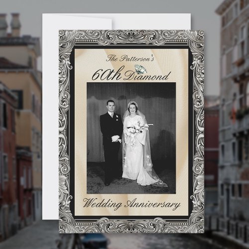 Diamond 60th Wedding Anniversary Photo Invitation