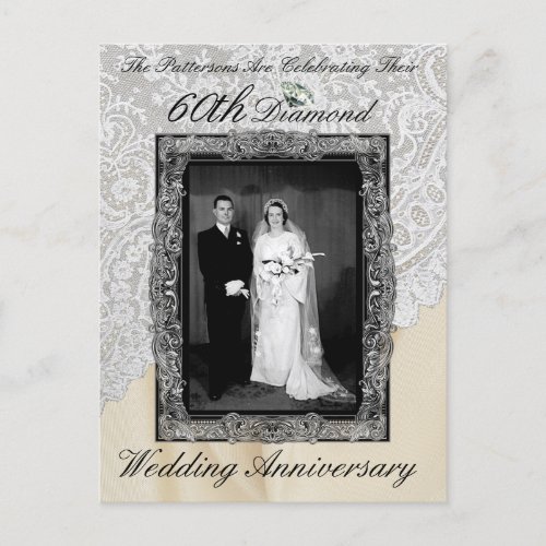 Diamond 60th Wedding Anniversary Photo Invitation Postcard