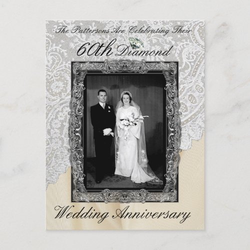 Diamond 60th Wedding Anniversary Photo Invitation