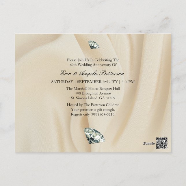 A 60th Diamond Wedding Anniversary Invite, Zazzle