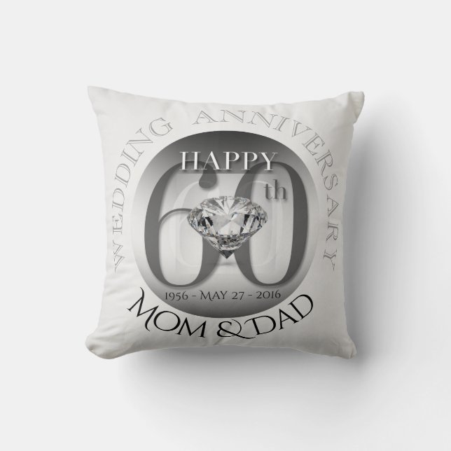 Diamond 60th Wedding Anniversary Pillow (Front)