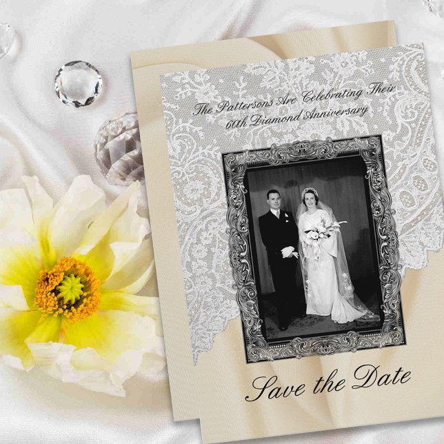 Diamond 60th Wedding Anniversary Save The Date Invitation (Creator Uploaded)