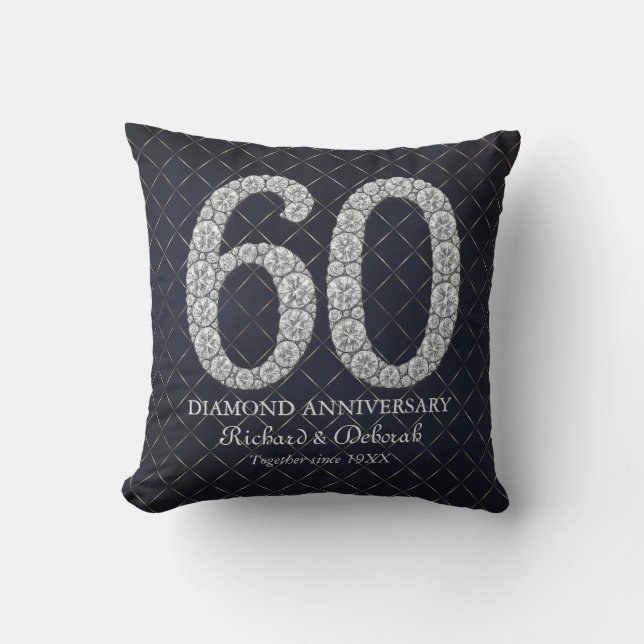 Diamond 60th Wedding Anniversary Throw Pillow (Front)