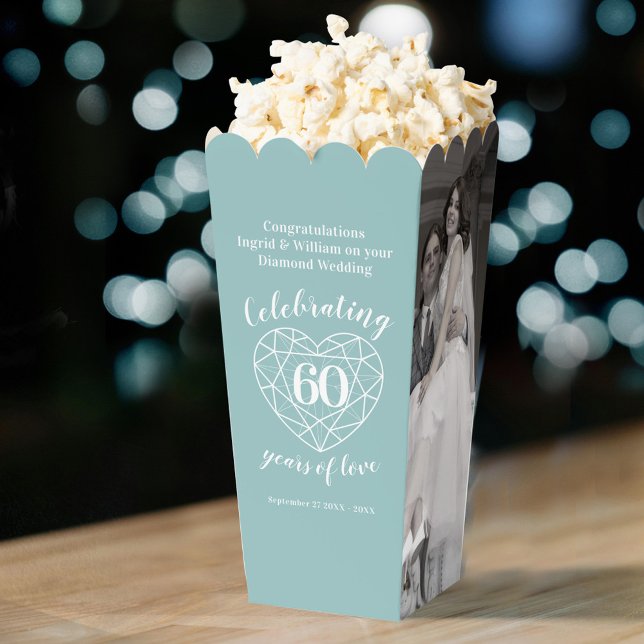 Diamond 60th wedding anniversary two photos favor boxes (Creator Uploaded)