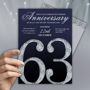 Diamond 63rd Wedding Anniversary Party  Invitation
