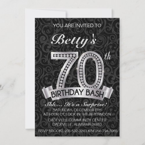 Diamond 70th Birthday Invitation