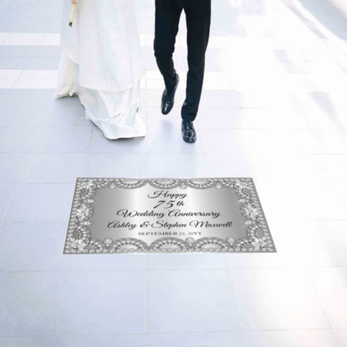 Diamond 75th Wedding Anniversary Party Floor Decals