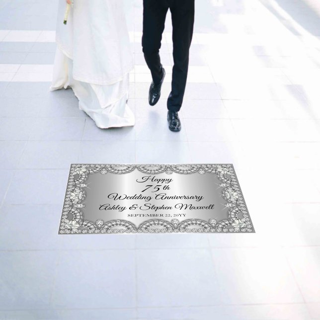 Diamond 75th Wedding Anniversary Party Floor Decals (Wedding)