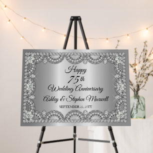 Diamond 75th Wedding Anniversary Party Foam Board