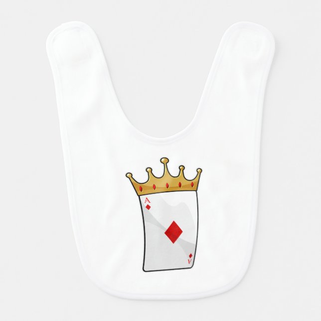Diamond Ace with King Crown Baby Bib (Front)