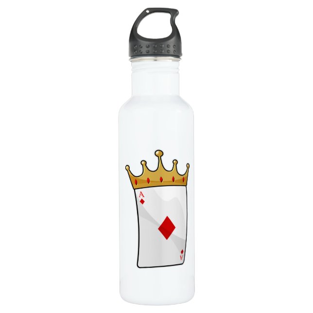 Diamond Ace with King Crown Stainless Steel Water Bottle (Front)