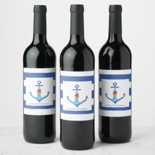 Diamond Anchor Fabulous Ocean Wedding Wine Label