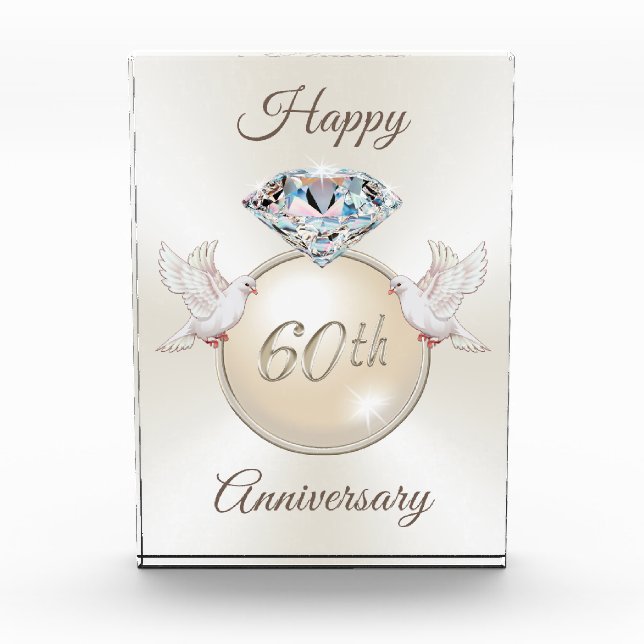 Diamond and Doves 60th Wedding Anniversary Gifts (Front)