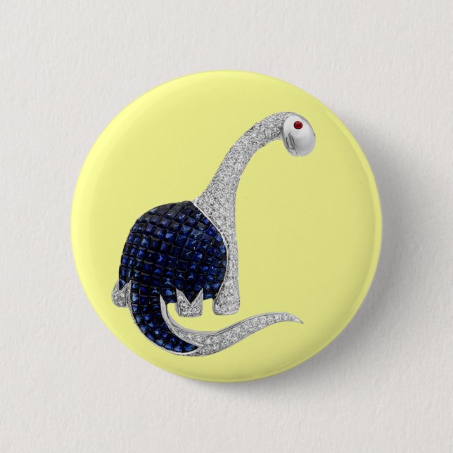 Diamond and Emerald Dinosaur Pinback Button (Front)