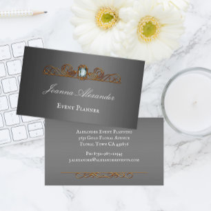 Diamond and Gold Dark Silver Personalized Busines Business Card