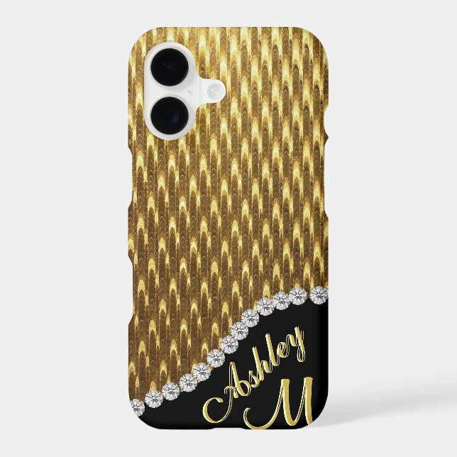 Diamond and Gold Monogram Iphone Case (Back)