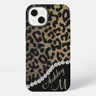 Diamond and Leopard Glitter Monogram Case-Mate iPh iPhone 13 Case