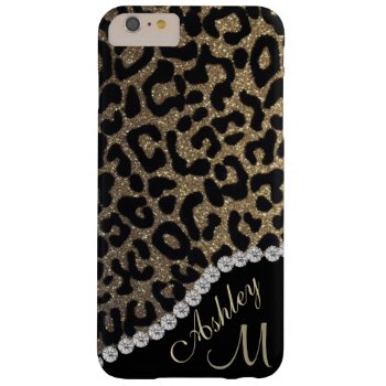 Diamond And Leopard Glitter Monogram Barely There Iphone 6 Plus Case by AZEZcom at Zazzle