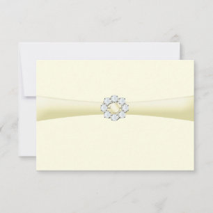 Diamond and Pearl Broach on Ribbon Save the Date Invitation
