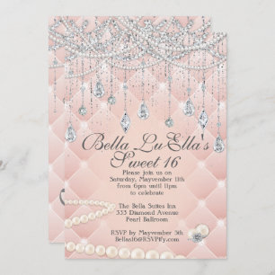 Diamond and Pearls Birthday Party Invitations