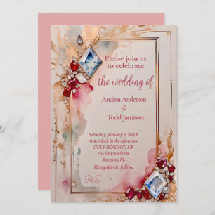 Diamond and Ruby wedding Invitation