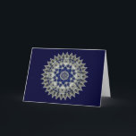 Diamond and Sapphire Blue Hanukkah Kaleidoscope Holiday Card<br><div class="desc">This card features an abstract kaleidoscope in mandala shape in perfect seasonal shades of sapphire and cobalt blue.  Inside message and signature line are templates to personalize or remove you wish.  Available in note card size</div>