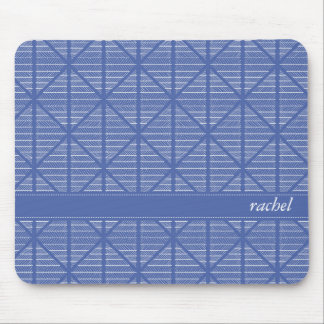 Diamond and Stripes Pattern Navy/Blue Custom Name Mouse Pad