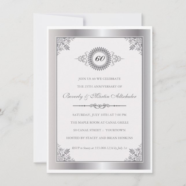 Diamond Anniversary Medallion Party Invitation (Front)