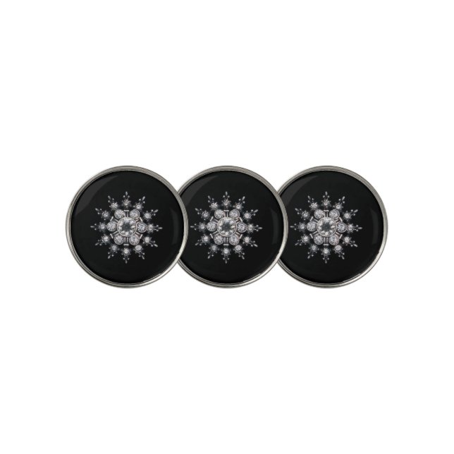 Diamond April Crystal Birthstone Snowflake Jewel   Golf Ball Marker (3 Up)