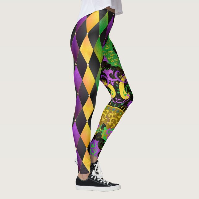 Diamond Argyle Mardi Gras Colors Dragon Leggings (Right)