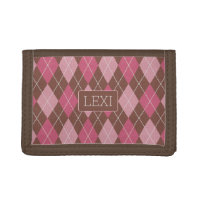 Custom Wallet Personalized Trifold Leather Diamond Monogram