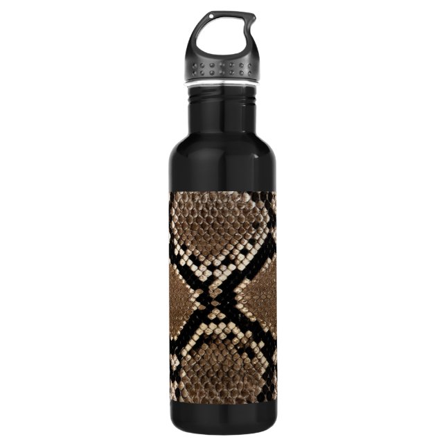 Diamond Back Rattlessnake Skin Water Bottle (Front)