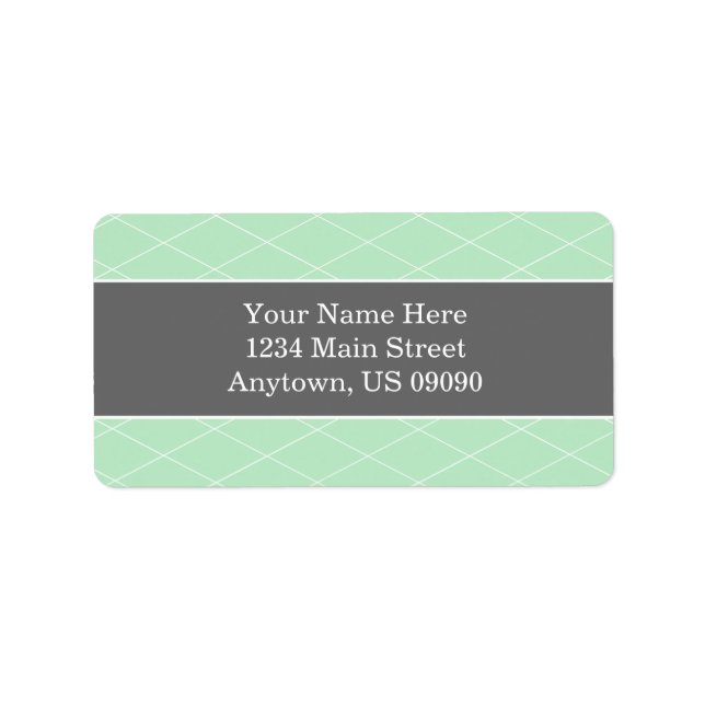 Diamond Background Address Labels (Mint / Gray) (Front)