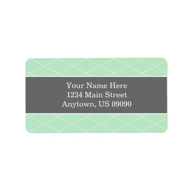 Diamond Background Address Labels (Mint / Gray) | Zazzle