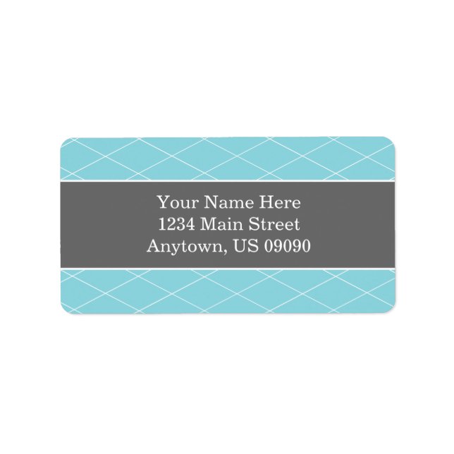 Diamond Background Address Labels (Teal / Gray) (Front)