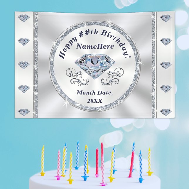 Diamond Banner, Personalized Birthday Banner (Creator Uploaded)