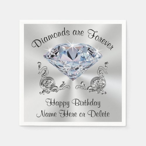 Diamond Birthday Party Napkins Personalized Napkins