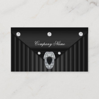 Diamond Black Metal Look Silver Business Card