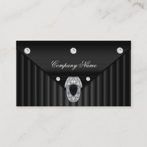 Customizable Diamond Black Metal Look Silver Business Card