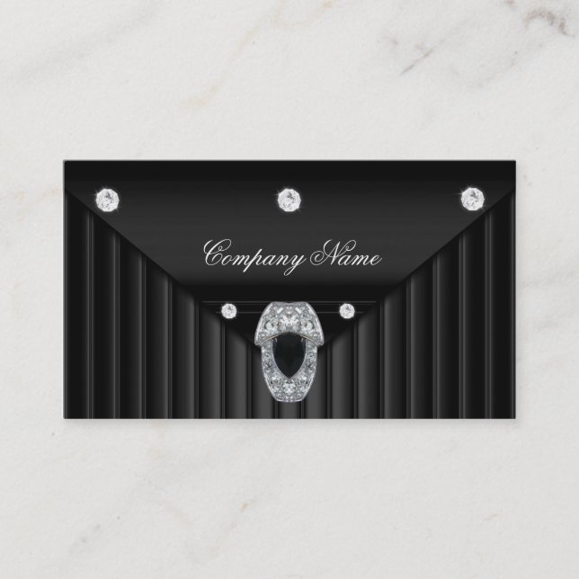 Diamond Black Metal Look Silver Business Card (Front)