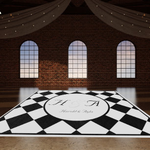 Diamond Black & White Dance Floor Ceremony Party - Outdoor Rug